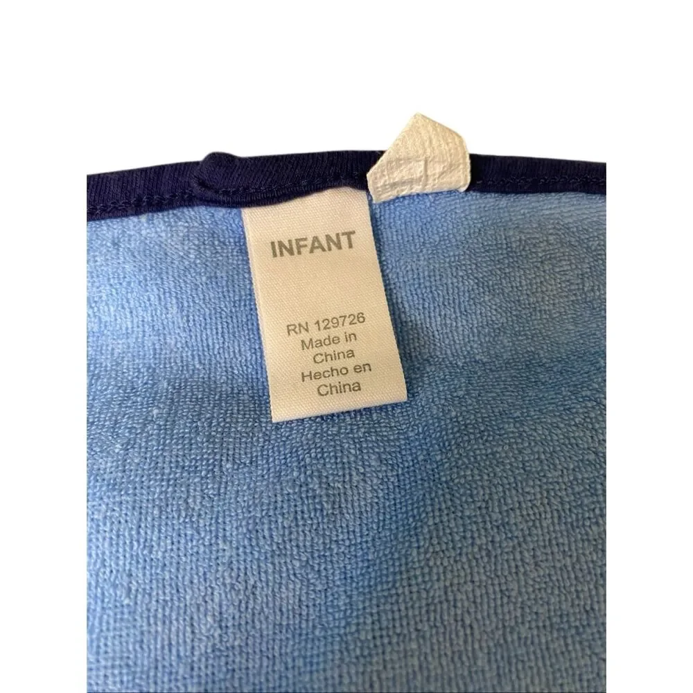 Baby Blue Nautical Hooded Baby Towel Blanket Sailboat Whale Infant 29 In Beach